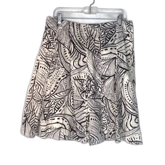 Casual Corner Dresses & Skirts - Casual Corner Aline Pleated Skirt 100% Cotton Lined Abstract Boho Size 10 Soft